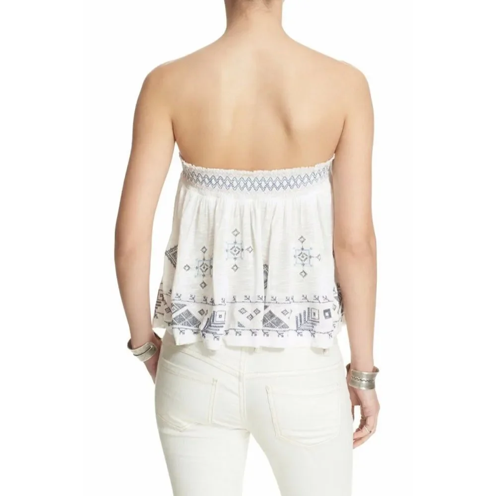 NWOT Free People You Got It Bad Embroidered Strapless Top